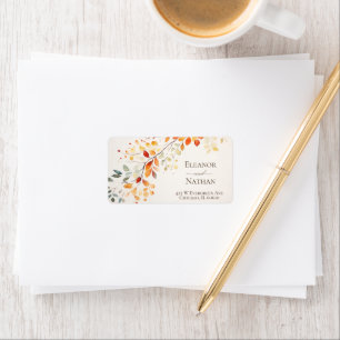 Modern Boho Watercolor Fall Autumn Leaves Label