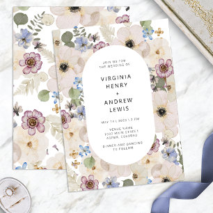 Modern Boho Watercolor Floral Wedding Invitation