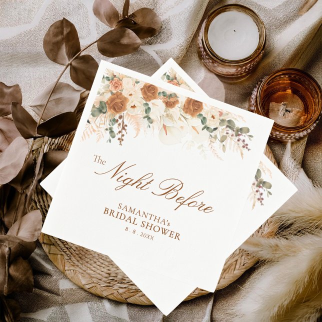 Modern Boho Watercolor Night Before Bridal Shower Napkin (Creator Uploaded)