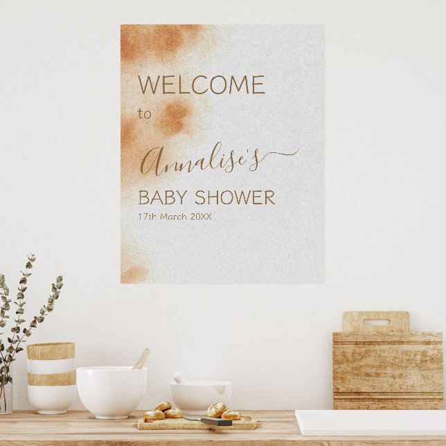 Modern Boho Watercolor Tie Dye Baby Shower Welcome Poster (Kitchen)