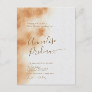 Modern Boho Watercolor Tie Dye Beige Baby Shower Postcard