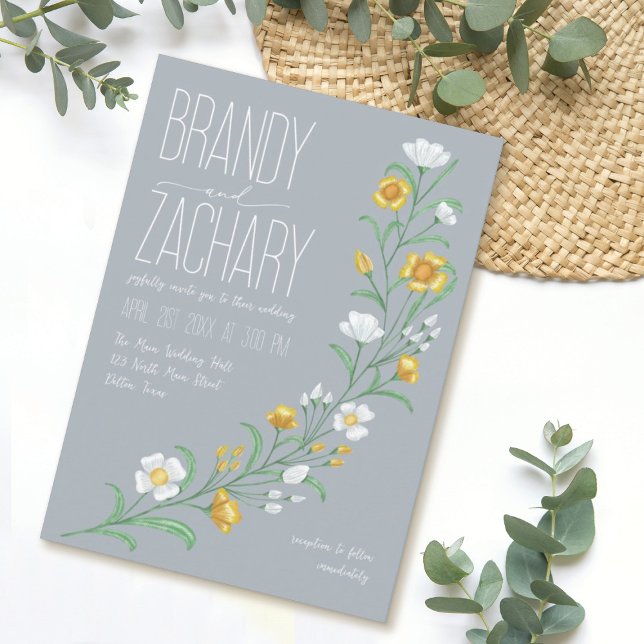 Modern Boho Watercolor Wildflowers Wedding Invitation (Creator Uploaded)