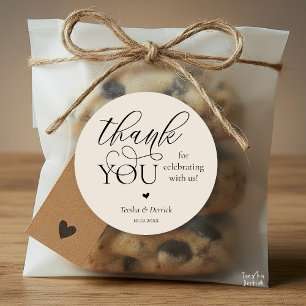 Modern Boho Wedding Cute Heart Thank You Gifts Classic Round Sticker