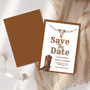 Modern Boho Western Cowboy Wedding Save the date  Invitation