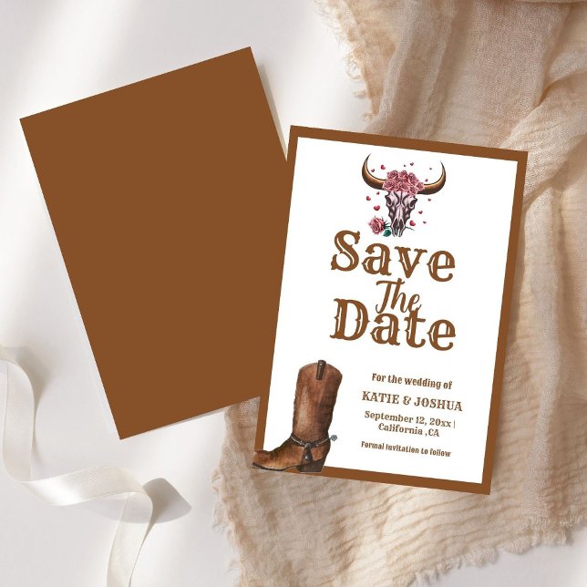 Modern Boho Western Cowboy Wedding Save the date  Invitation (Creator Uploaded)