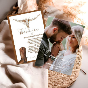 Modern Boho Western Cowboy Wedding Thank you card