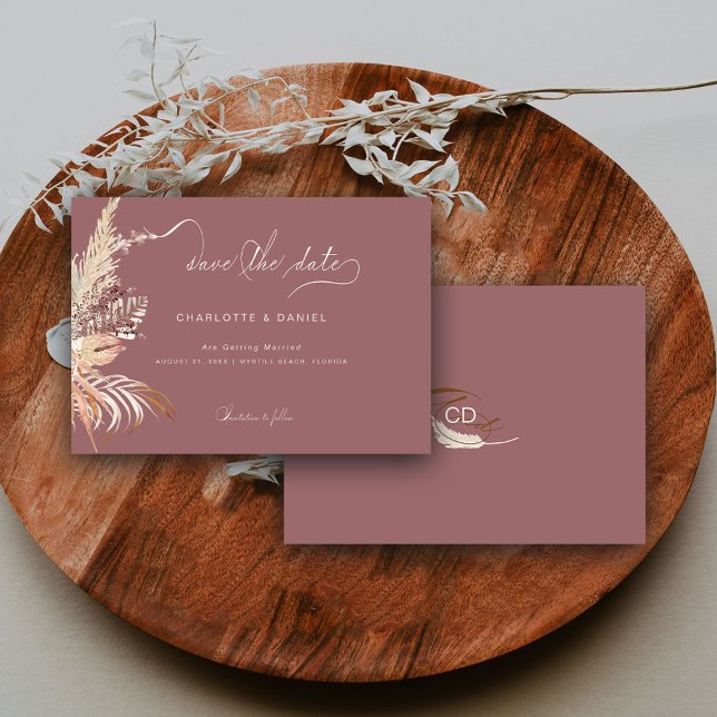 Modern Boho Whimsical Calligraphy Script Mauve Save The Date (Creator Uploaded)