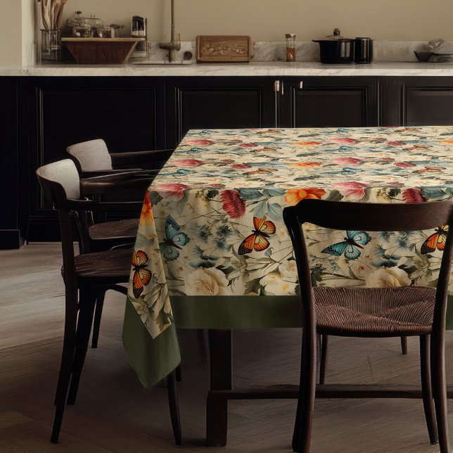 Modern Boho wild flowers and butterflies Tablecloth (Modern Boho wild flowers and butterflies Tablecloth)