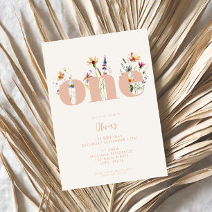Modern Boho Wildflower 1st Birthday Invitation