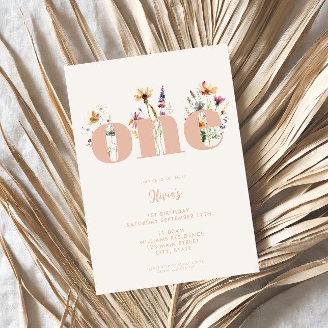 Modern Boho Wildflower 1st Birthday Invitation (Creator Uploaded)