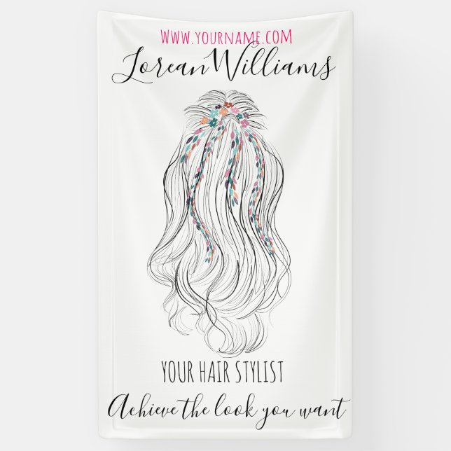 Modern Boho Wildflower Bridal Hair Stylist Floral  Banner (Vertical)