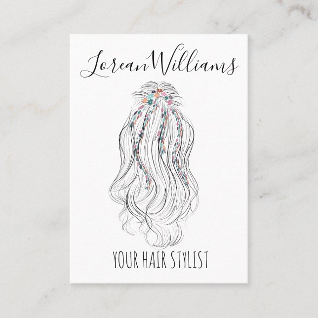 Modern Boho Wildflower Bridal Hair Stylist Floral  Business Card (Front)