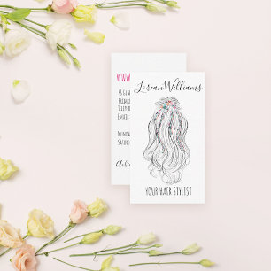 Modern Boho Wildflower Bridal Hair Stylist Floral  Business Card