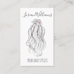 Modern Boho Wildflower Bridal Hair Stylist QR Business Card