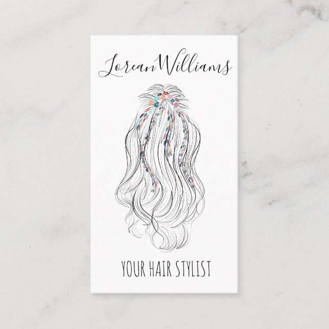 Modern Boho Wildflower Bridal Hair Stylist QR  Business Card (Front)