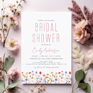 Modern Boho Wildflower Bridal Shower Elegant Invitation