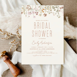 Modern Boho Wildflower Bridal Shower Elegant Invitation