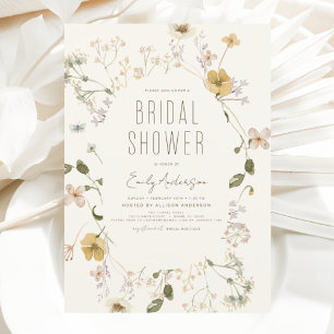 Modern Boho Wildflower Bridal Shower Elegant Invitation