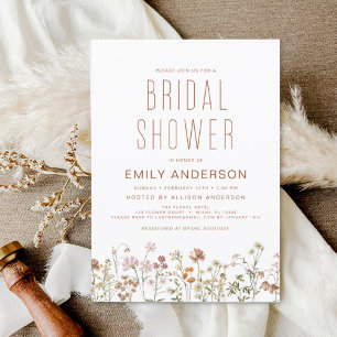 Modern Boho Wildflower Bridal Shower Elegant Invitation