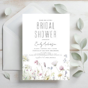 Modern Boho Wildflower Bridal Shower Elegant Invitation