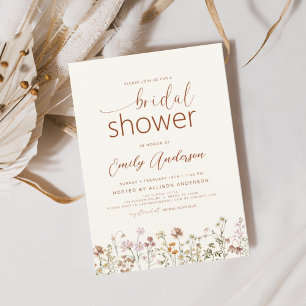 Modern Boho Wildflower Bridal Shower Invitation