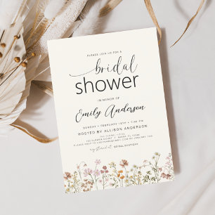 Modern Boho Wildflower Bridal Shower Invitation