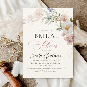 Modern Boho Wildflower Bridal Shower Invitation