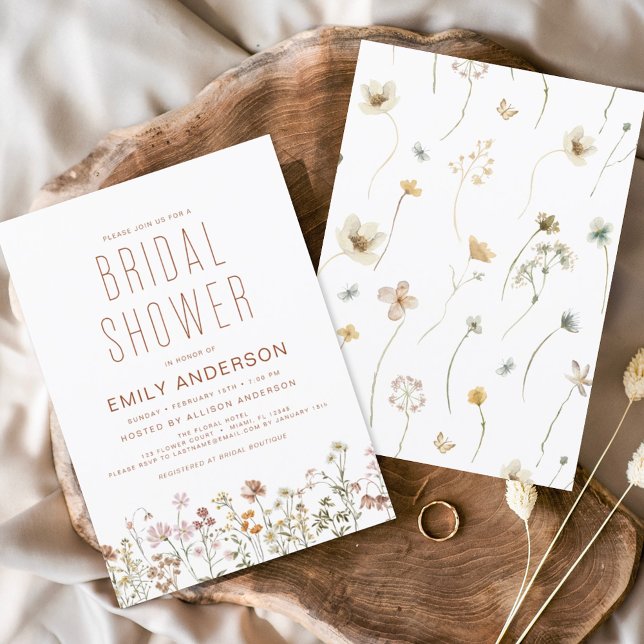 Modern Boho Wildflower Bridal Shower Invitation (Creator Uploaded)
