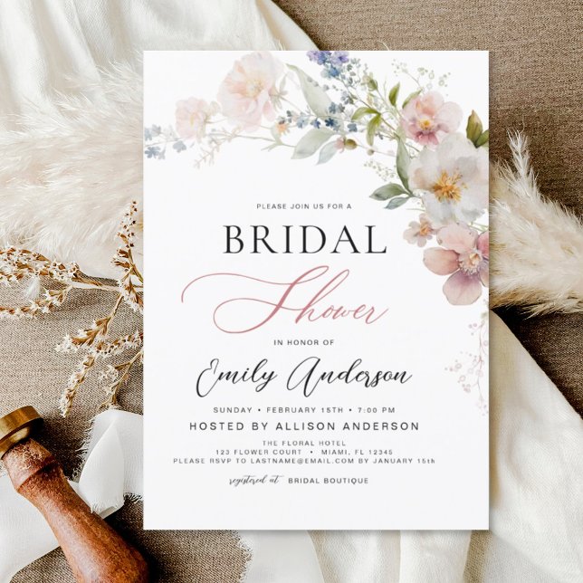 Modern Boho Wildflower Bridal Shower Invitation (Creator Uploaded)