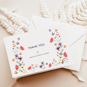 Modern Boho Wildflower Bridal Shower Thank You Card