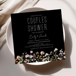 Modern Boho Wildflower Couples Shower Elegant Invitation