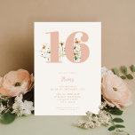 Modern Boho Wildflower Elegant 16th Birthday Invitation<br><div class="desc">A simple modern 16th birthday invitation featuring elegant wildflower illustrations and minimalist design.</div>