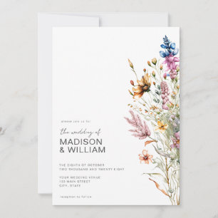 Modern Boho Wildflower Floral Wedding Invitation