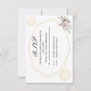 Modern Boho Wildflower Line Art Earthy Wedding RSVP Card
