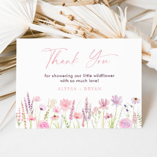 Modern Boho Wildflower Meadow Baby Shower Thank You Card