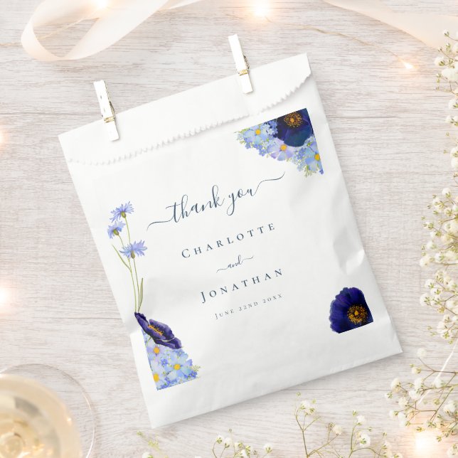 Modern Boho Wildflower Wedding Thank You Favour Bags (Clipped)