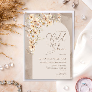 Modern Boho Wildflowers Cream Floral Bridal Shower Invitation