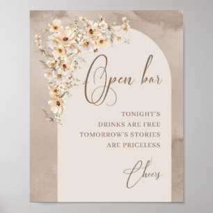 Modern Boho Wildflowers Ivory Arch Open Bar Poster