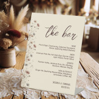 Modern Boho Wildflowers Wedding Bar & Drinks Menu