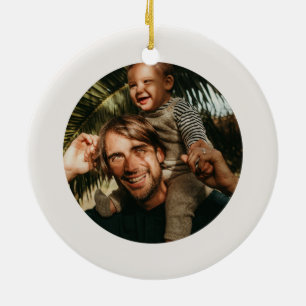 Modern Boho With Name Photo Christmas Ceramic Tree Decoration