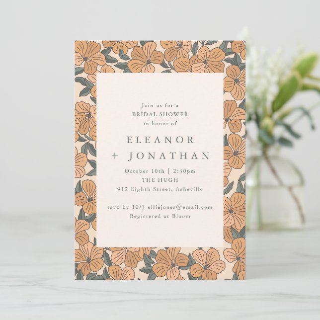 Modern Boho Yellow Floral Couples Bridal Shower Invitation (Standing Front)