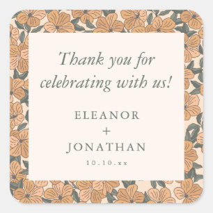 Modern Boho Yellow Floral Rehearsal Dinner Custom Square Sticker