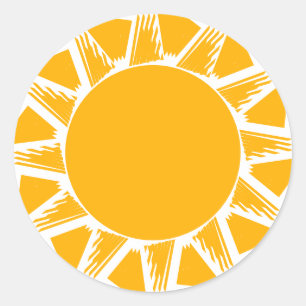 Modern boho yellow sun rays happy fun cute classic round sticker