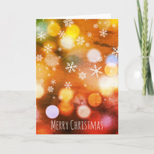 Modern Bokeh Colourful Lights Snowflake Christmas Card