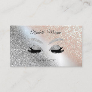 Modern Bokeh Glitter Faux Lashe Makeup Artist Business Card
