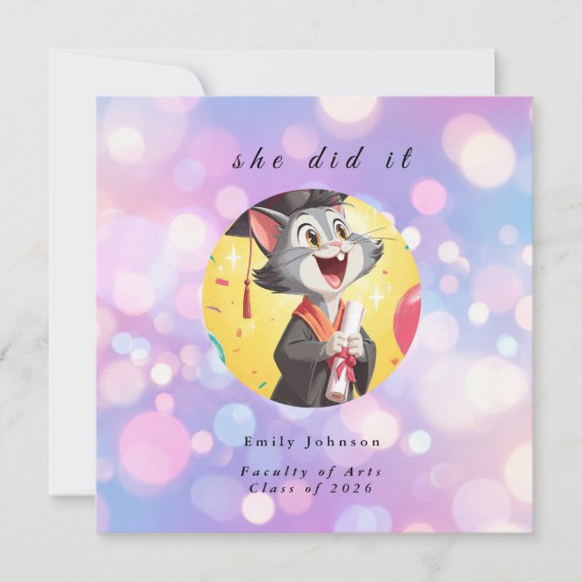 Modern Bokeh Lights Graduation invitation (Front)