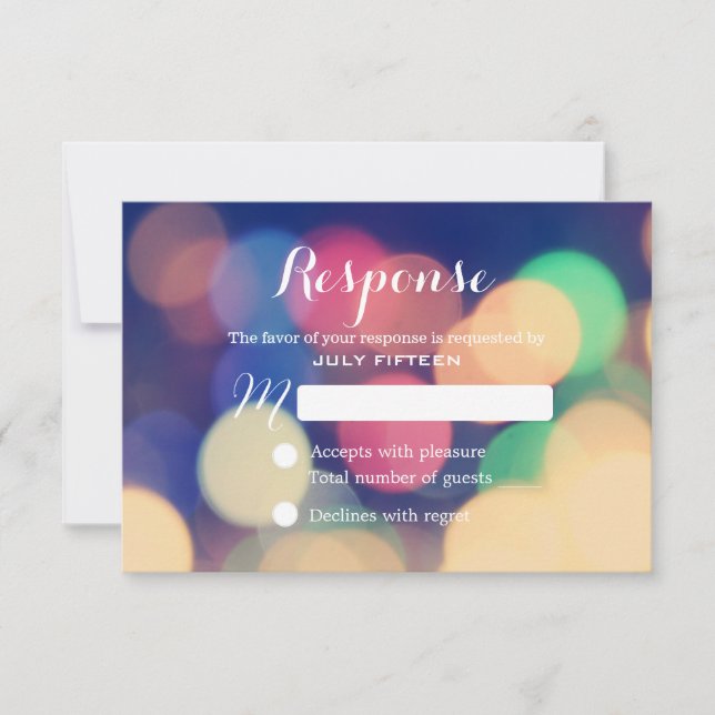 Modern Bokeh Lights Wedding RSVP (Front)