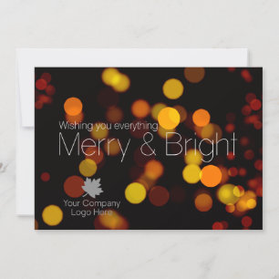 Modern Bokeh Merry Bright Corporate Logo Holiday Card