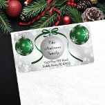 Modern Bokeh Snowflake Christmas Return Address Label<br><div class="desc">Dress up your envelopes, christmas cards, christmas party invitations & thank you note cards with our festive green & silver snowflake ornament return address labels! Our elegant return address label features beautiful red ornaments with silver snowflakes set on a chic silver bokeh background. The perfect formal finishing touch for your...</div>