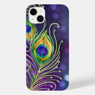 Modern Bokeh Sparkle Peacock Feathers Jewels Case-Mate iPhone 14 Plus Case